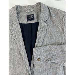 Abercrombie & Fitch Linen Blend Navy Pinstripe Button Blazer Jacket Medium
